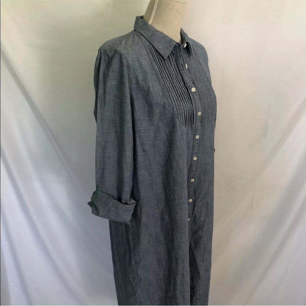Lands End Blue Jean Denim Shirt Dress Light Wash - Picture 3 of 5